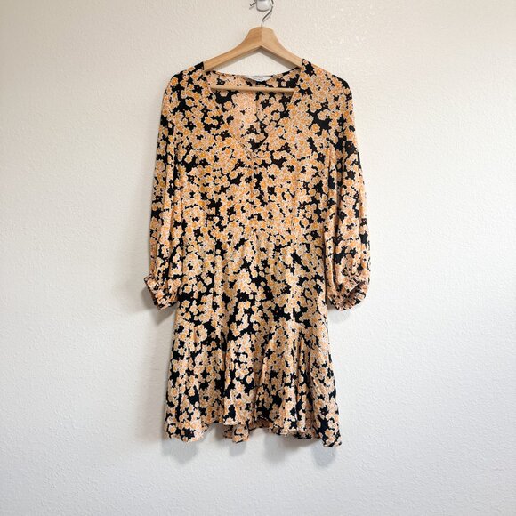 ☀️ & Other Stories Floral Modal Blend Mini Dress Orange Yellow Stockholm Atelier - Picture 2 of 10